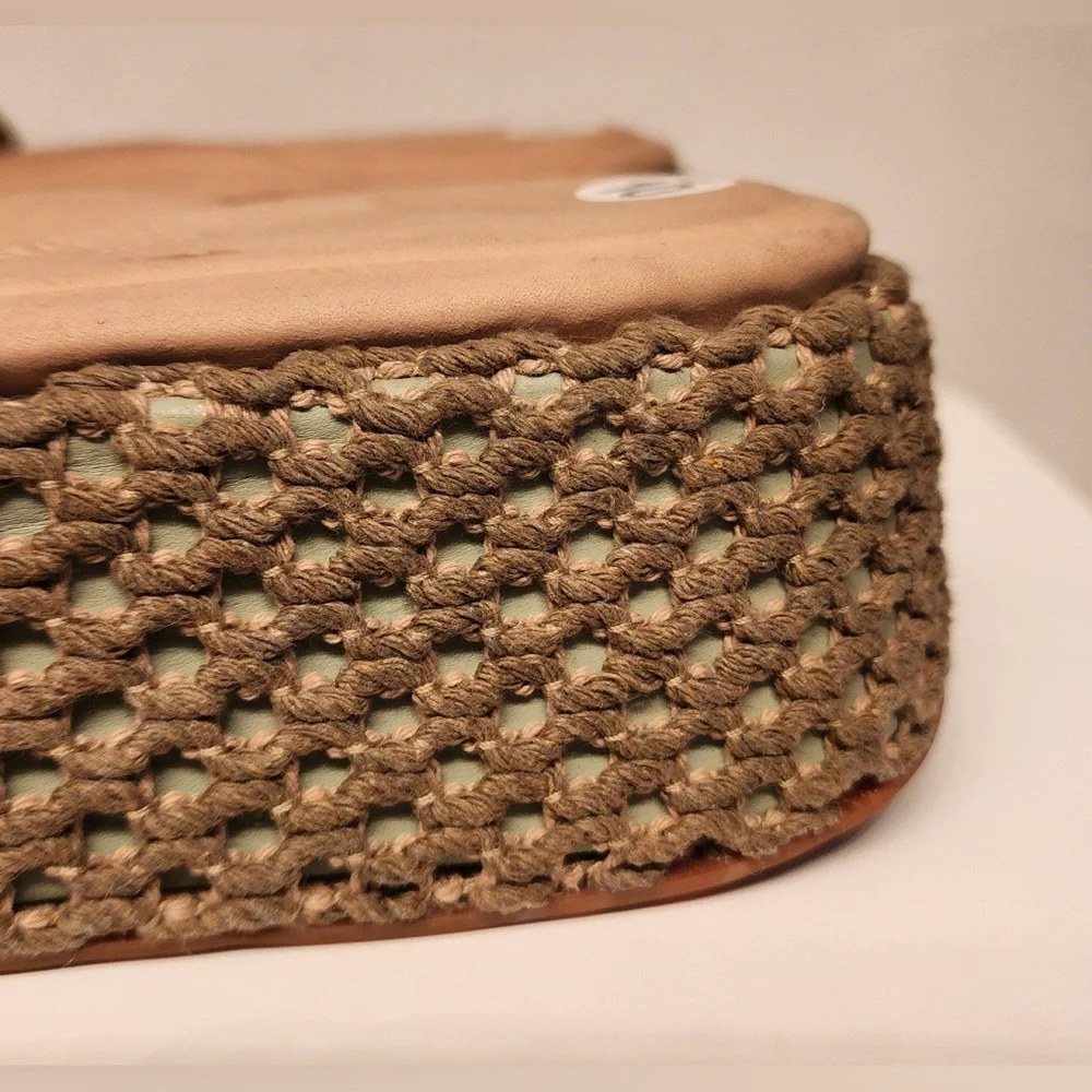 Rag & Bone Logan Crochet Slides Women's Olive Green Platform Sandals Size 10